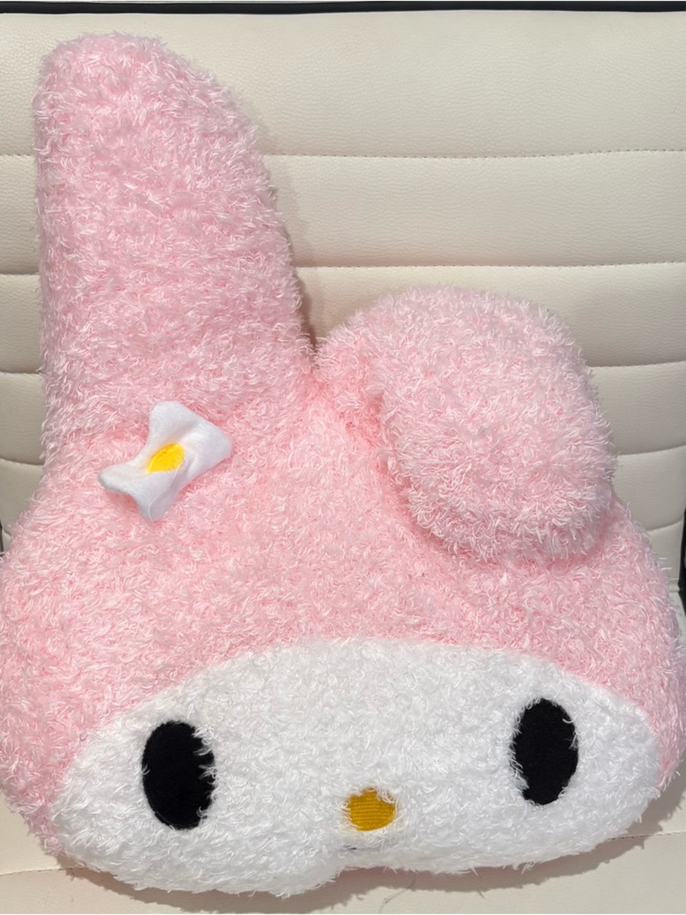 Sanrio My Melody Fluffy Pink & White Face Decor Pillow